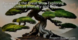 Preserving the Great Way: Explore the decline of morality and duty in society and the consequences of its demise. Learn about the impact of intelligence