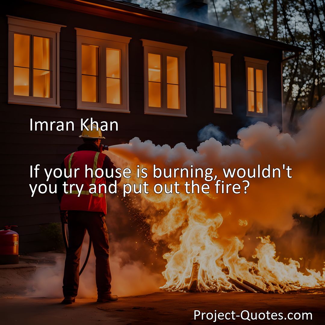 Freely Shareable Quote Image If your house is burning, wouldn't you try and put out the fire?
