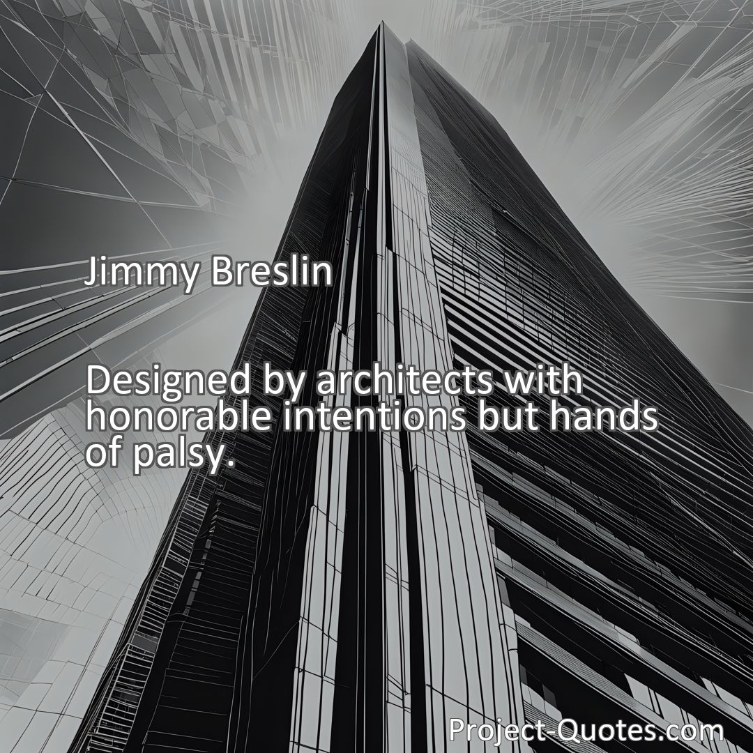 Freely Shareable Quote Image Designed by architects with honorable intentions but hands of palsy.