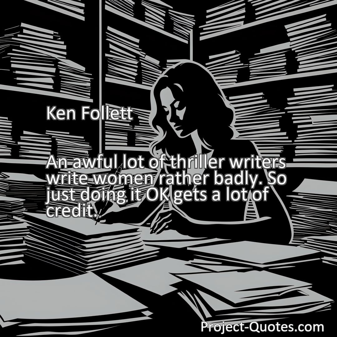 Freely Shareable Quote Image An awful lot of thriller writers write women rather badly. So just doing it OK gets a lot of credit.