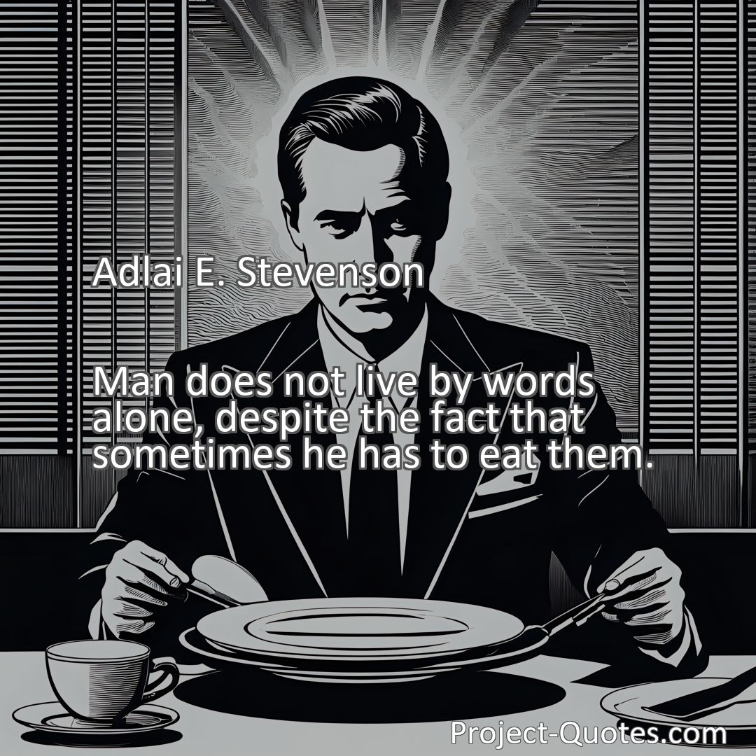 Freely Shareable Quote Image Man does not live by words alone, despite the fact that sometimes he has to eat them.