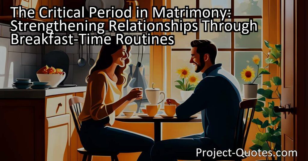 Discover the significance of breakfast-time routines in relationships. Strengthen your bond by prioritizing communication