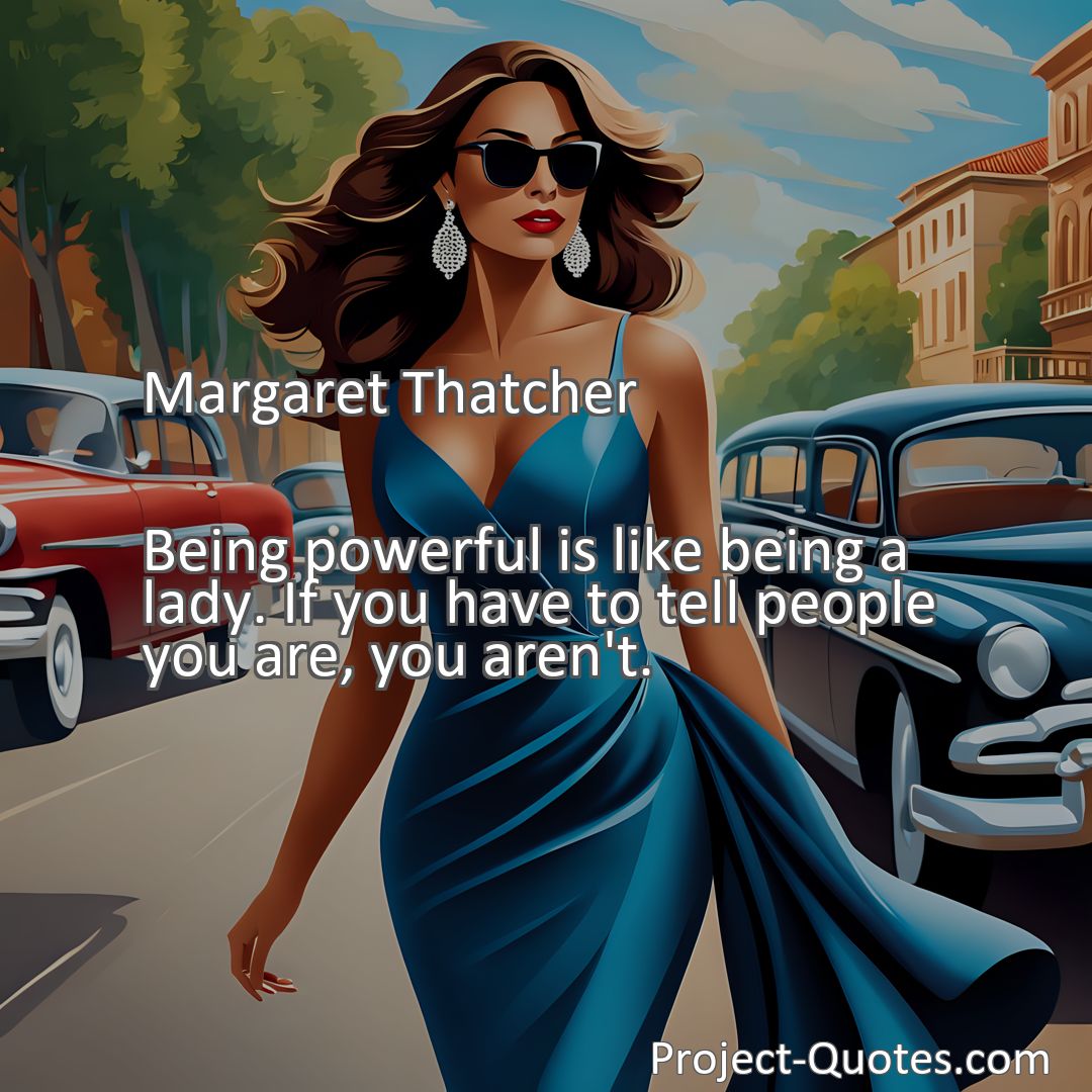 Freely Shareable Quote Image Being powerful is like being a lady. If you have to tell people you are, you aren't.