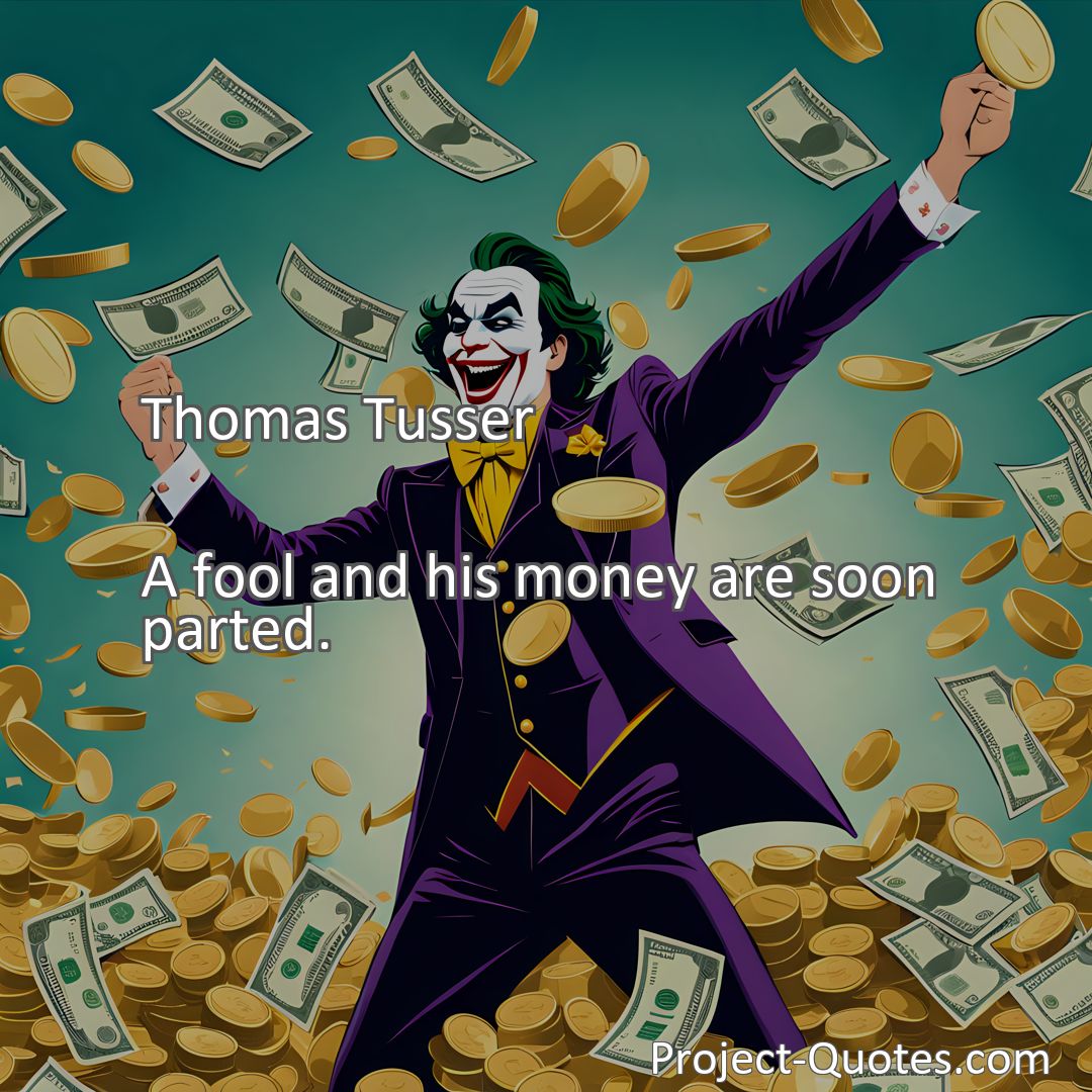 Freely Shareable Quote Image A fool and his money are soon parted.