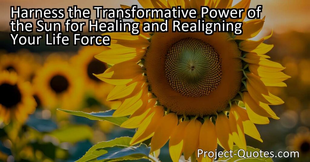 Harness the transformative power of the sun for healing and realigning your life force. Discover how the sun's energy can restore balance and promote overall health. Harness the sun's transformative power for healing.