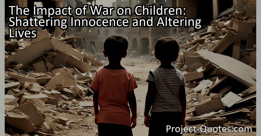 Discover the profound Impact of war on children: shattering innocence and altering lives. Understand how wars shape young lives & learn how to alleviate their suffering.