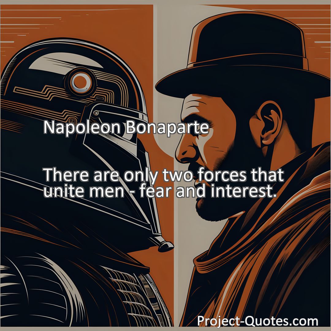 Freely Shareable Quote Image There are only two forces that unite men - fear and interest.