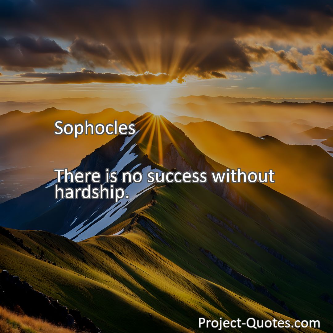 Freely Shareable Quote Image There is no success without hardship.