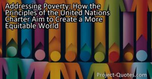 Addressing Poverty: How the Principles of the United Nations Charter Aim to Create a More Equitable World