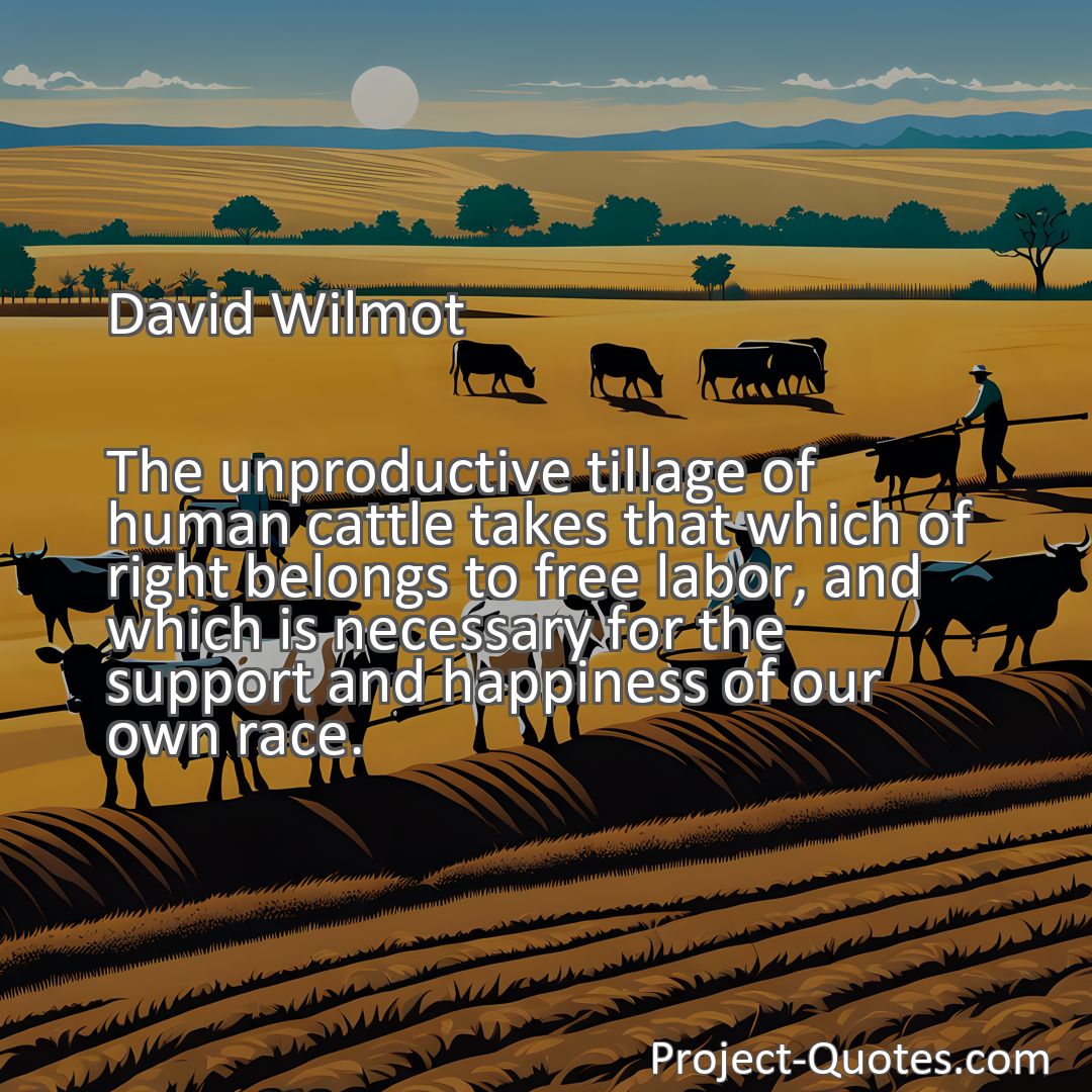 Freely Shareable Quote Image The unproductive tillage of human cattle takes that which of right belongs to free labor, and which is necessary for the support and happiness of our own race.
