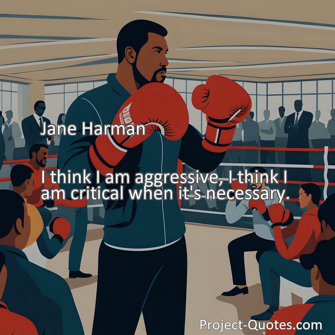 Freely Shareable Quote Image I think I am aggressive, I think I am critical when it's necessary.
