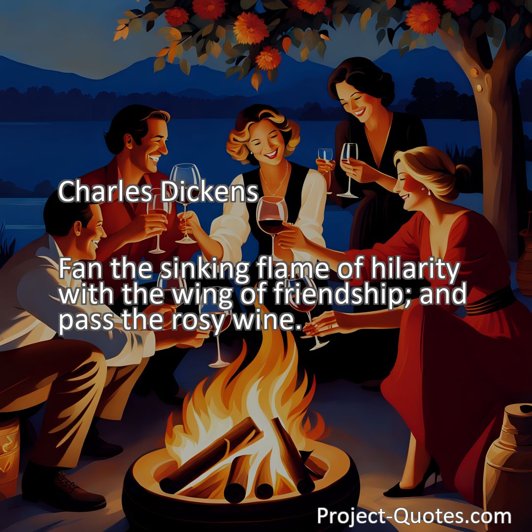 Freely Shareable Quote Image Fan the sinking flame of hilarity with the wing of friendship; and pass the rosy wine.