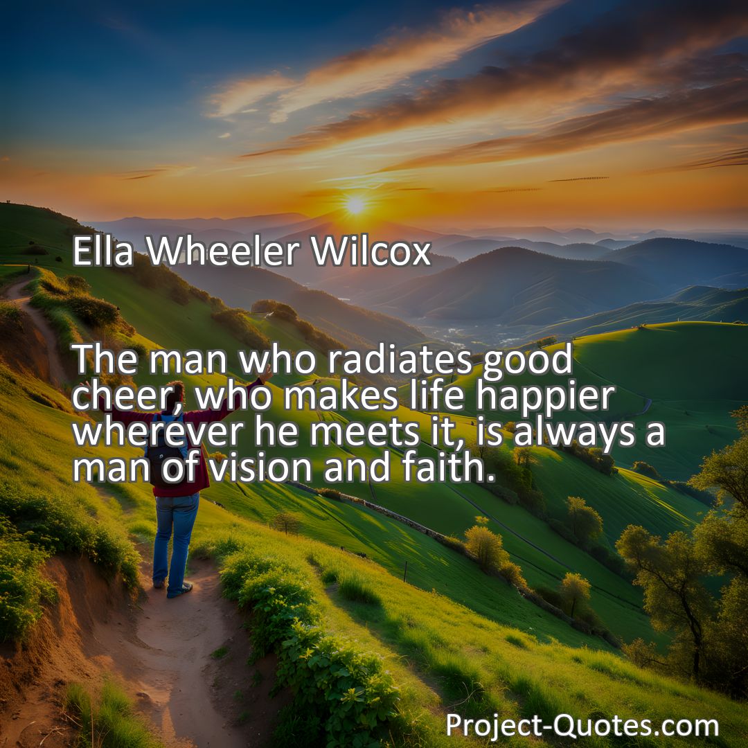 Freely Shareable Quote Image The man who radiates good cheer, who makes life happier wherever he meets it, is always a man of vision and faith.