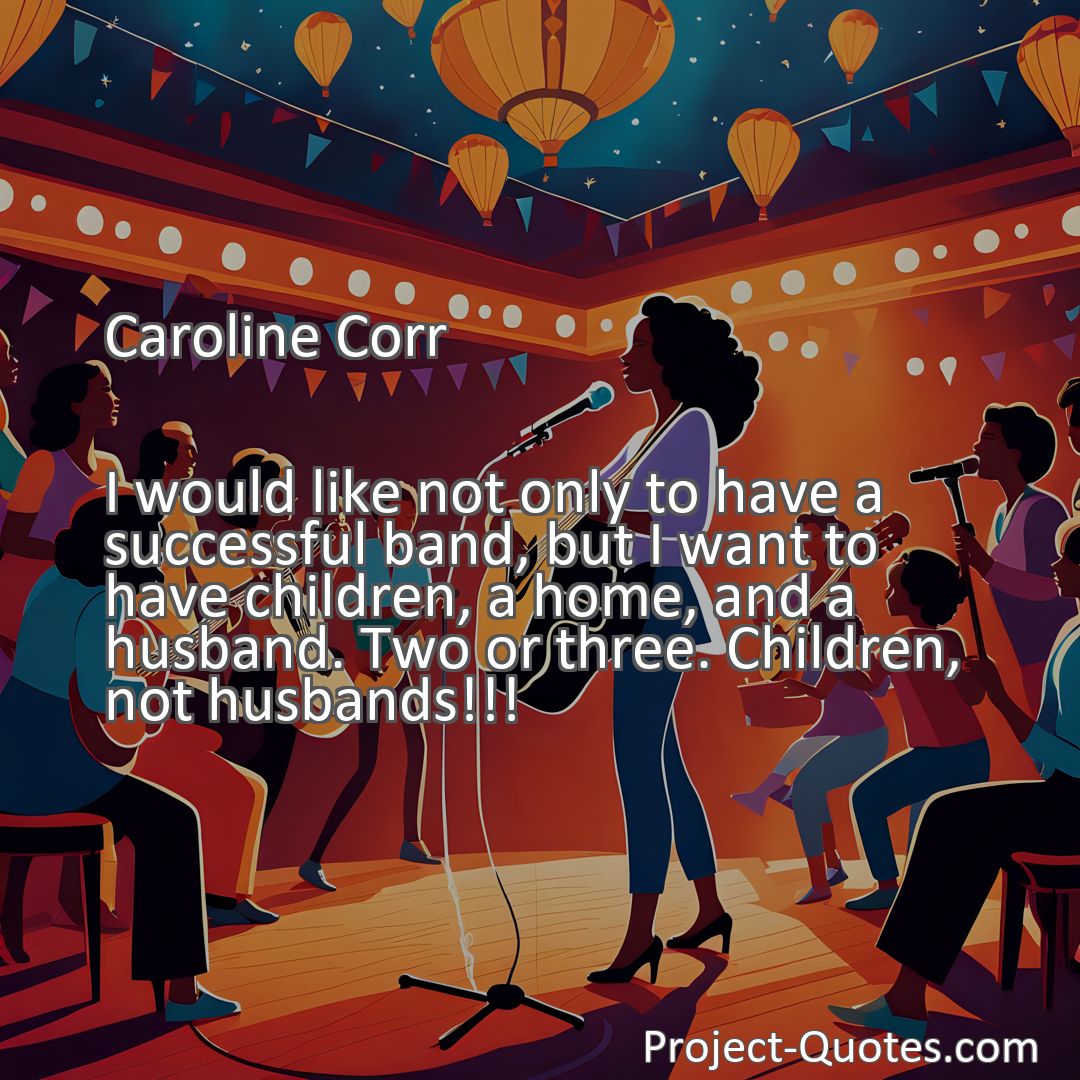 Freely Shareable Quote Image I would like not only to have a successful band, but I want to have children, a home, and a husband. Two or three. Children, not husbands!!!