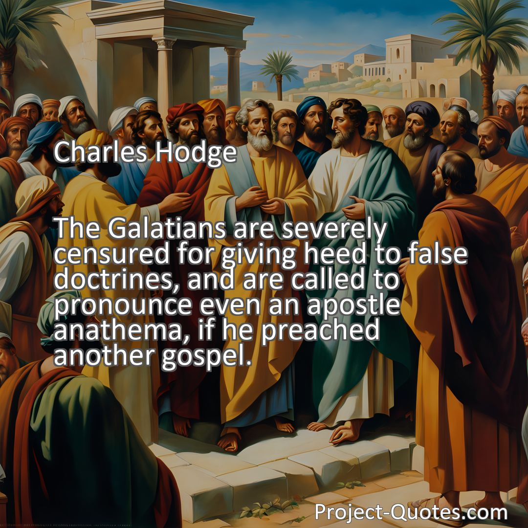Freely Shareable Quote Image The Galatians are severely censured for giving heed to false doctrines, and are called to pronounce even an apostle anathema, if he preached another gospel.