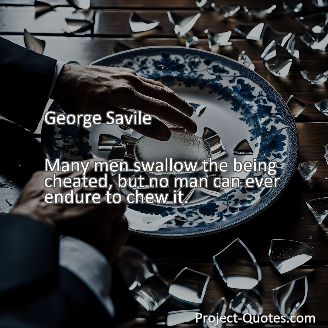 Freely Shareable Quote Image Many men swallow the being cheated, but no man can ever endure to chew it.