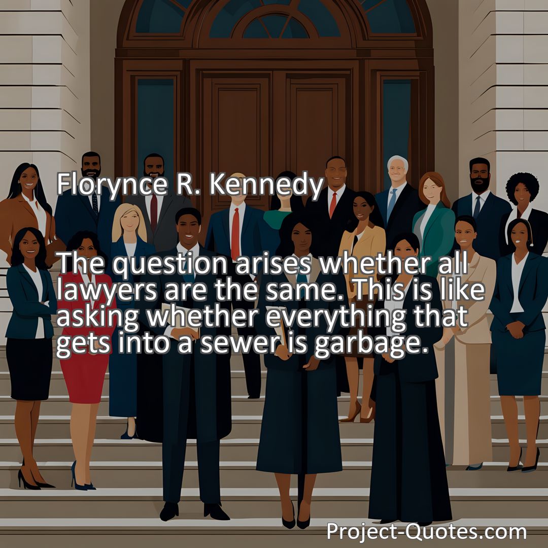 Freely Shareable Quote Image The question arises whether all lawyers are the same. This is like asking whether everything that gets into a sewer is garbage.