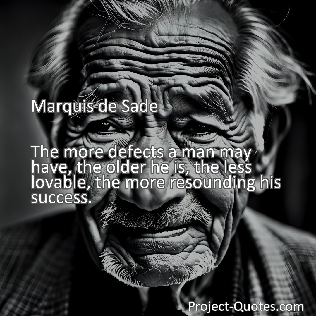 Freely Shareable Quote Image The more defects a man may have, the older he is, the less lovable, the more resounding his success.