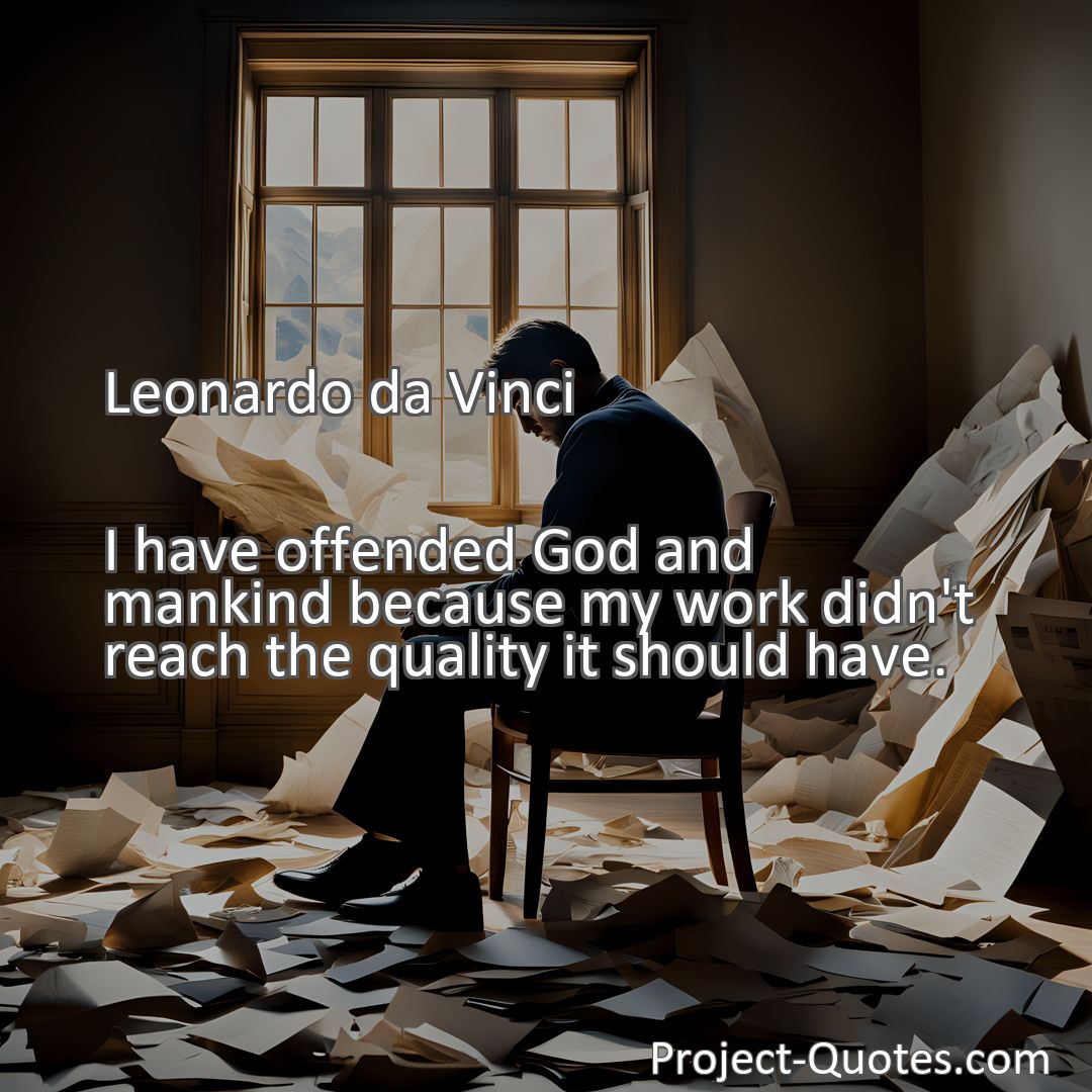Freely Shareable Quote Image I have offended God and mankind because my work didn't reach the quality it should have.