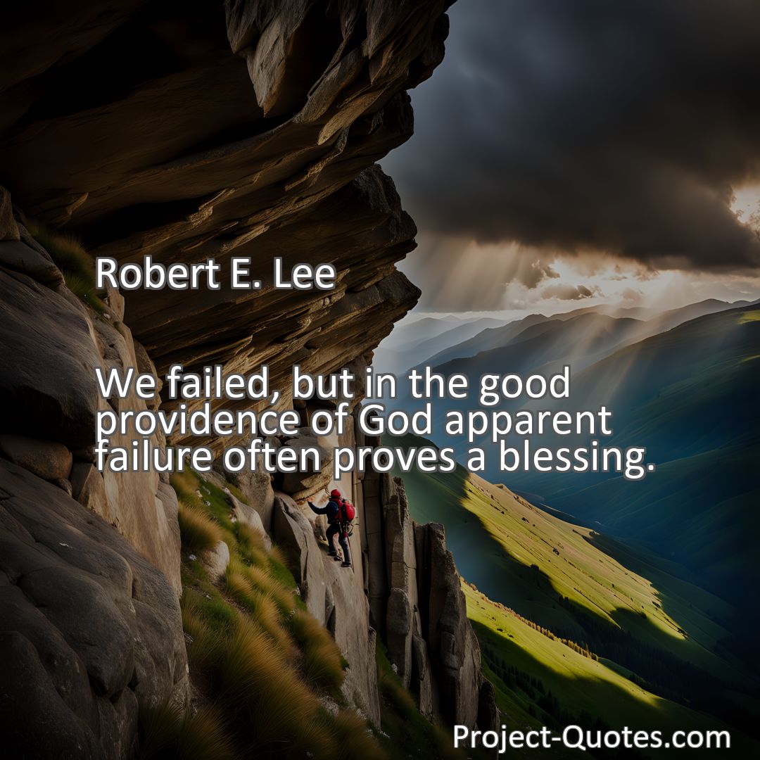 Freely Shareable Quote Image We failed, but in the good providence of God apparent failure often proves a blessing.