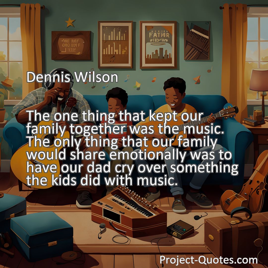 Freely Shareable Quote Image The one thing that kept our family together was the music. The only thing that our family would share emotionally was to have our dad cry over something the kids did with music.
