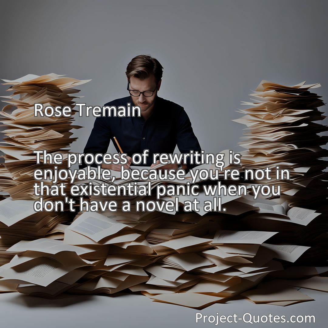 Freely Shareable Quote Image The process of rewriting is enjoyable, because you're not in that existential panic when you don't have a novel at all.
