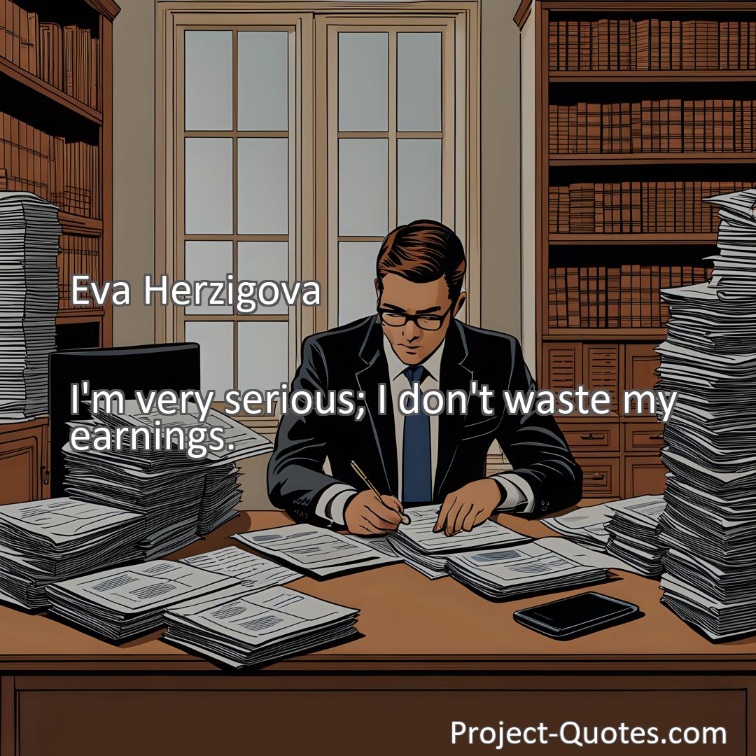 Freely Shareable Quote Image I'm very serious; I don't waste my earnings.