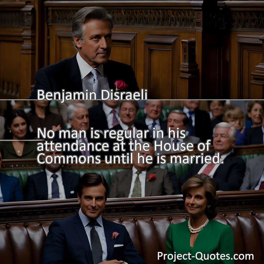 Freely Shareable Quote Image No man is regular in his attendance at the House of Commons until he is married.