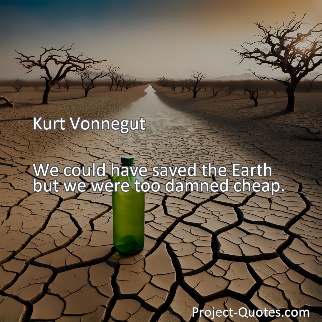 Freely Shareable Quote Image We could have saved the Earth but we were too damned cheap.