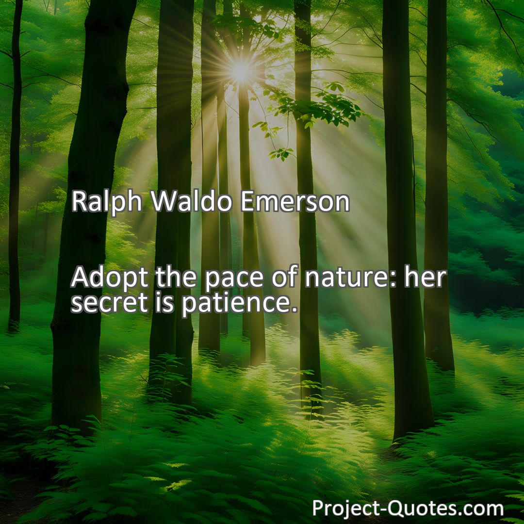 Freely Shareable Quote Image Adopt the pace of nature: her secret is patience.