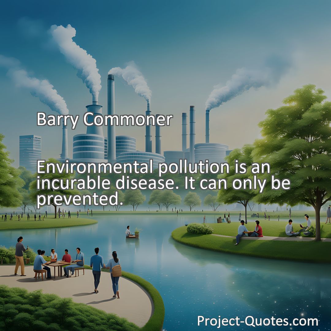 Freely Shareable Quote Image Environmental pollution is an incurable disease. It can only be prevented.