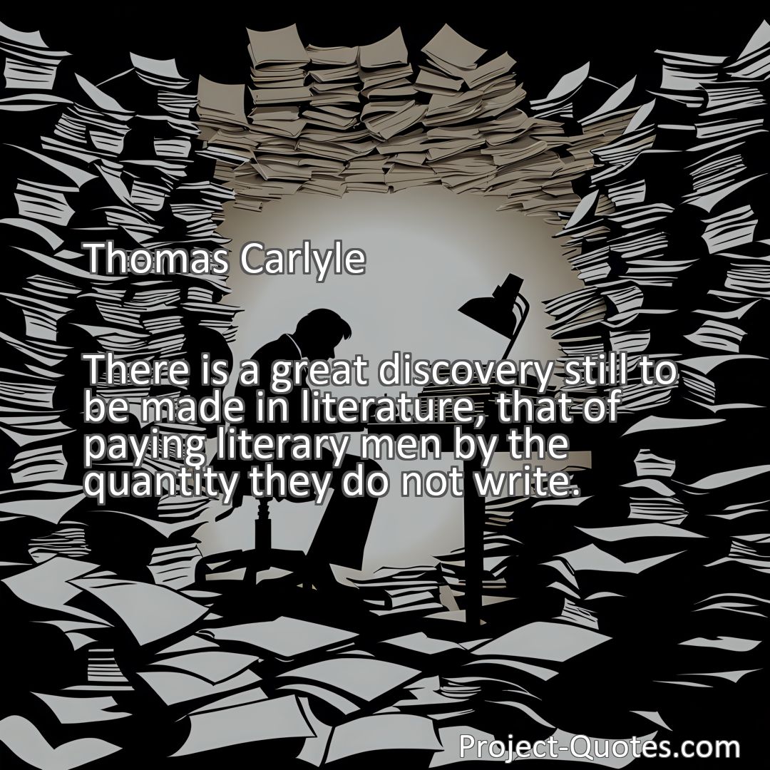 Freely Shareable Quote Image There is a great discovery still to be made in literature, that of paying literary men by the quantity they do not write.