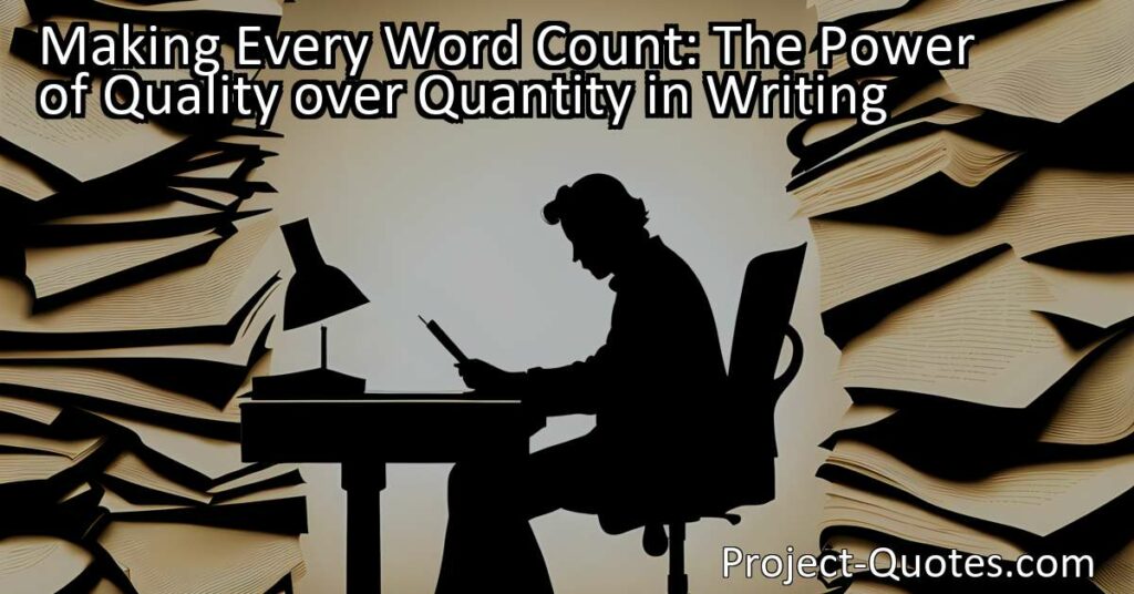 "Making Every Word Count: The Power of Quality over Quantity in Writing" emphasizes the importance of carefully choosing words to create an impactful story. This article suggests that focusing on concise and effective writing can make a story more enjoyable for readers