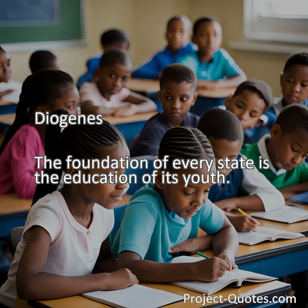 Freely Shareable Quote Image The foundation of every state is the education of its youth.