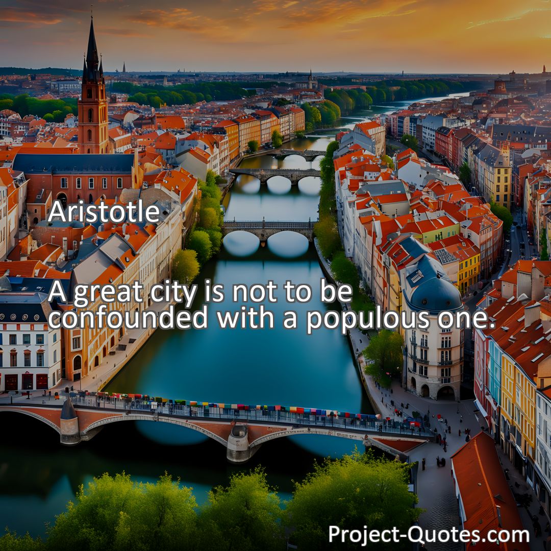 Freely Shareable Quote Image A great city is not to be confounded with a populous one.