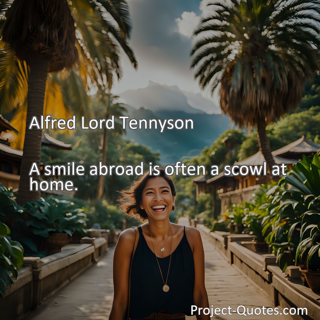 Freely Shareable Quote Image A smile abroad is often a scowl at home.