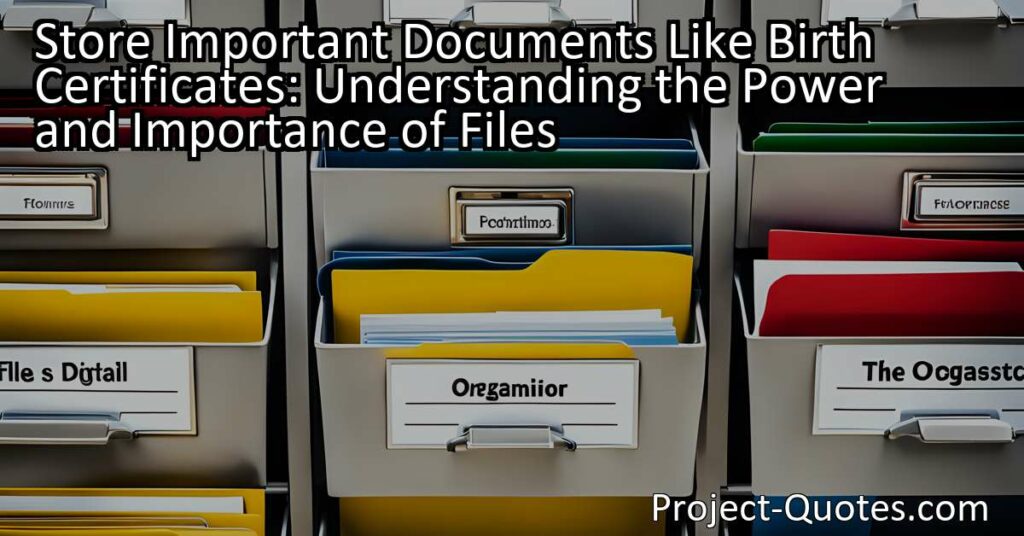 Discover the power and importance of files in storing important documents like birth certificates. Files are persistent objects that allow us to organize