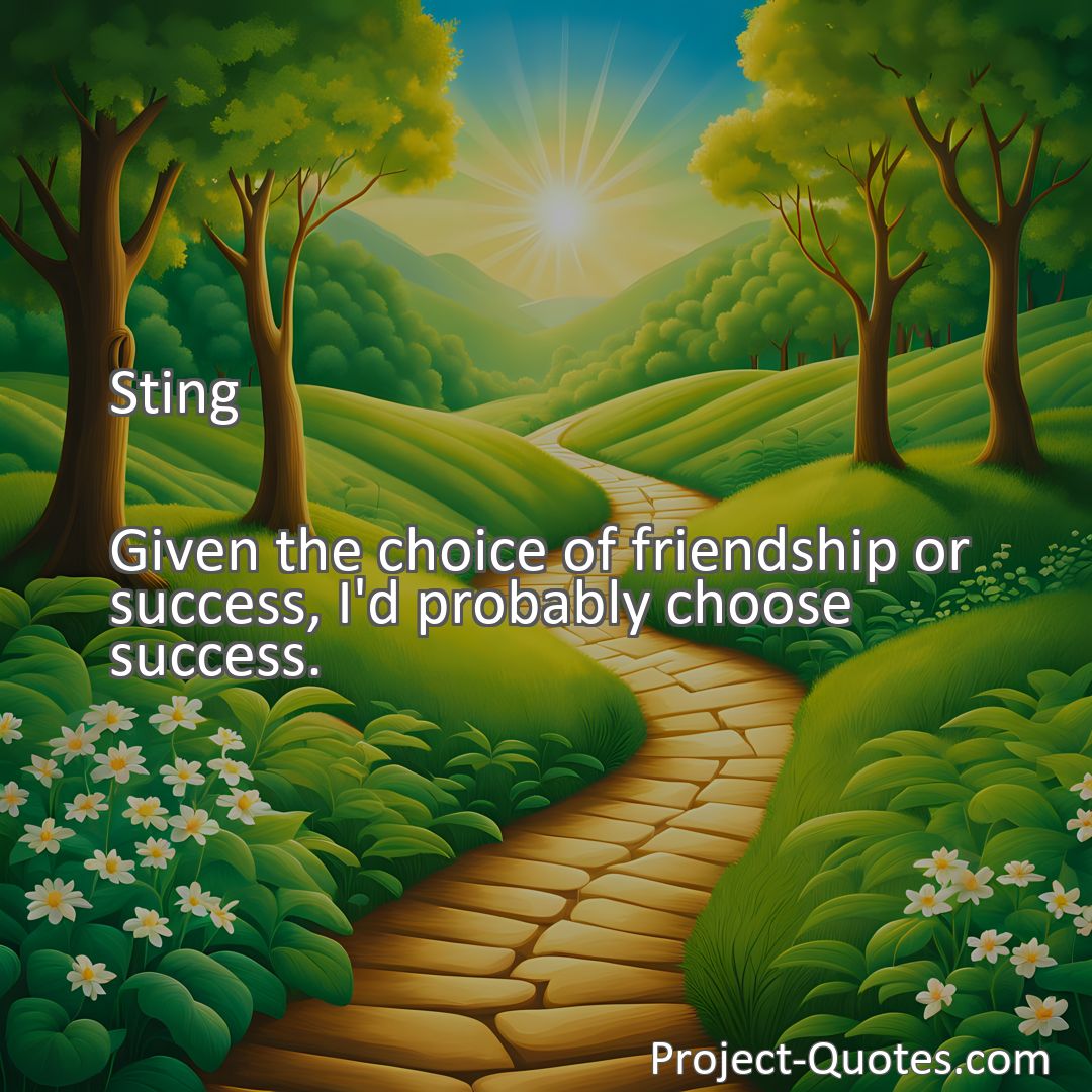 Freely Shareable Quote Image Given the choice of friendship or success, I'd probably choose success.