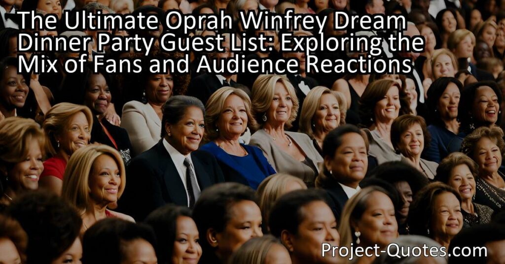 Explore the diverse mix of fans and audience reactions at an Oprah Winfrey show. From the super-duper fans who cry tears of joy to the cool cats who stay calm on the surface but are secretly thrilled