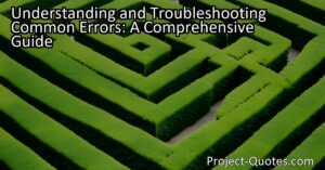 In "Understanding and Troubleshooting Common Errors: A Comprehensive Guide