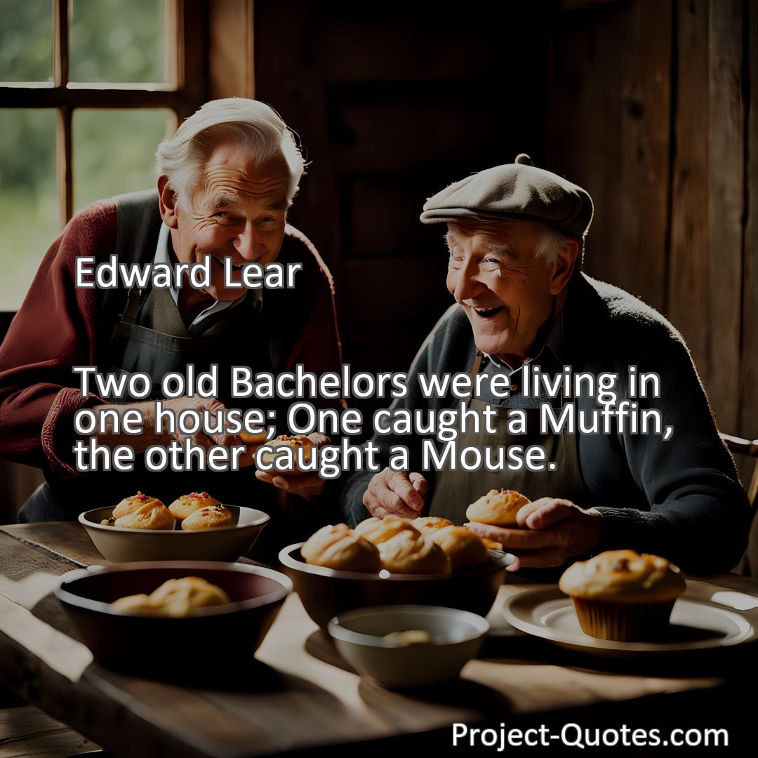 Freely Shareable Quote Image Two old Bachelors were living in one house; One caught a Muffin, the other caught a Mouse.