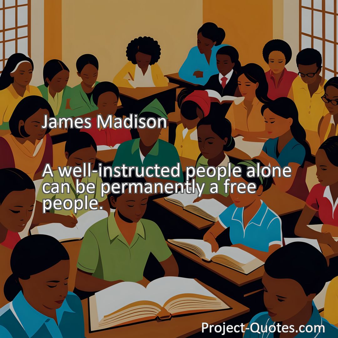 Freely Shareable Quote Image A well-instructed people alone can be permanently a free people.